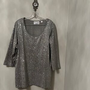 Avenue Modern Metallics Silver Gray Top